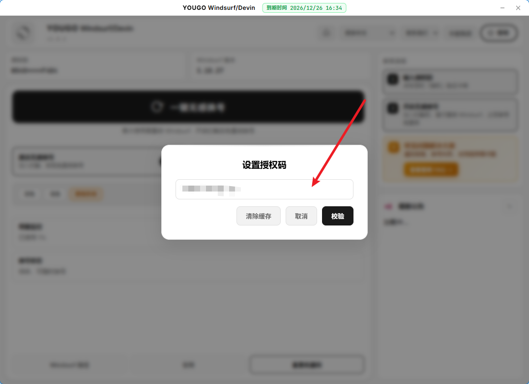 步骤 1：输入授权码并点击校验